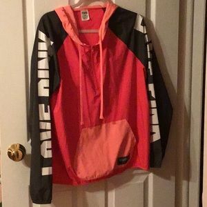 A VS PINK light thin jacket with hood.